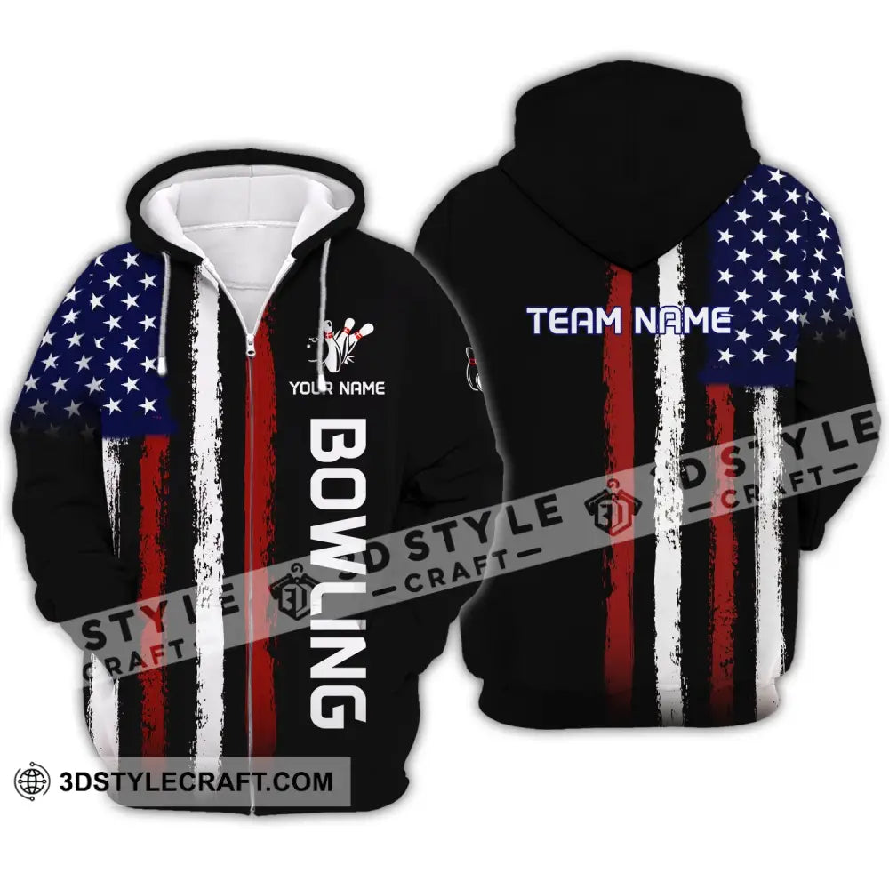 Unisex Shirt - Custom Name And Team Bowling Lover Gift Zipper Hoodie / S T-Shirt