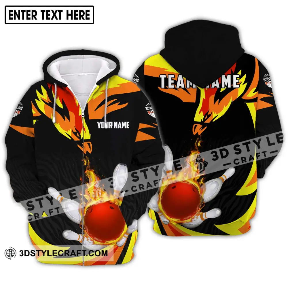 Unisex Shirt - Custom Name And Team Bowling Lover Gift Zipper Hoodie / S T-Shirt