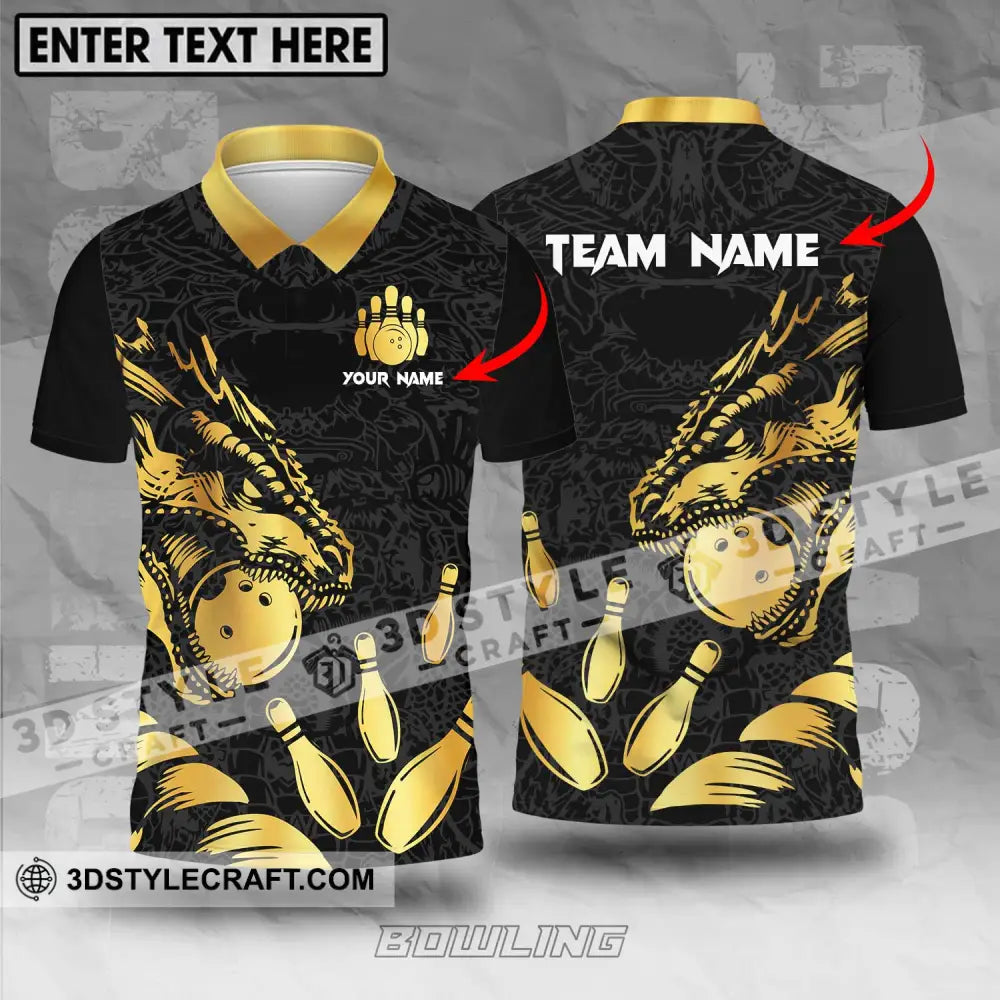 Unisex Shirt - Custom Name And Team Bowling Lover Golden T-Shirt