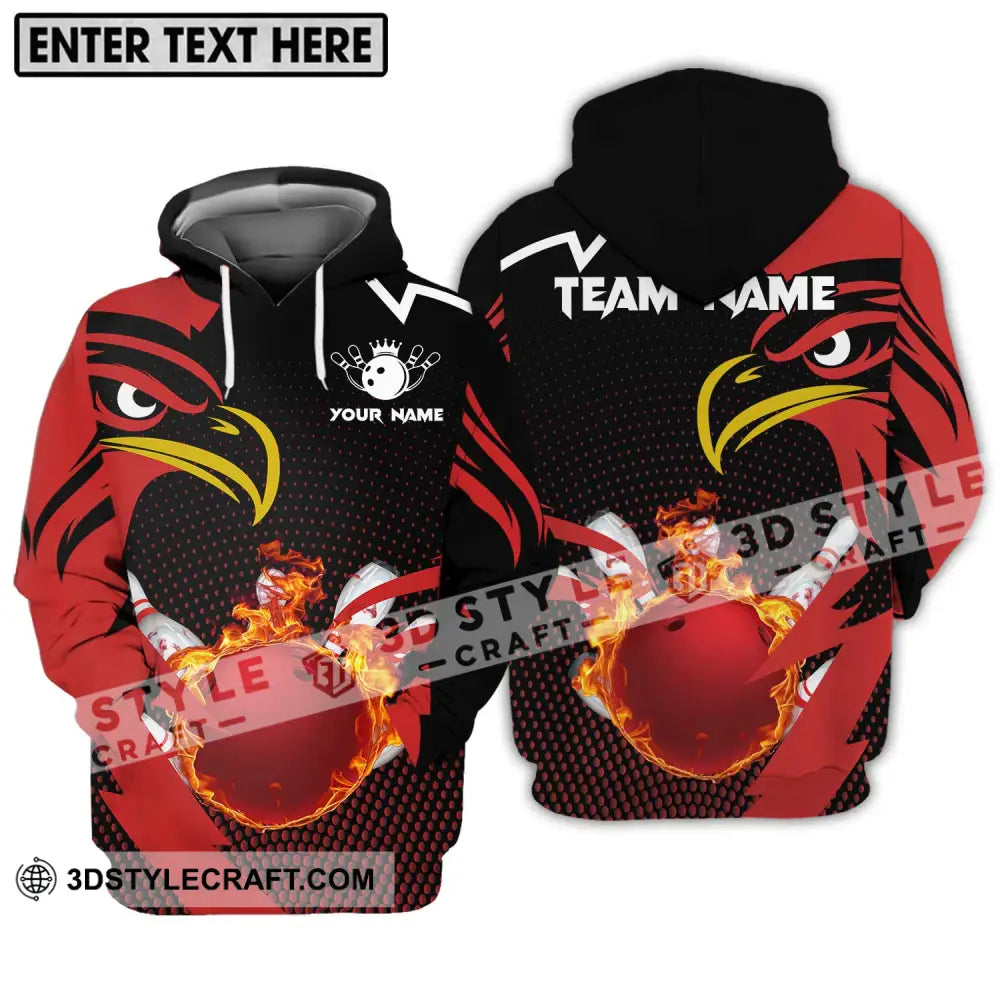 Unisex Shirt - Custom Name And Team Bowling Lover Red Eagle Hoodie / S T-Shirt