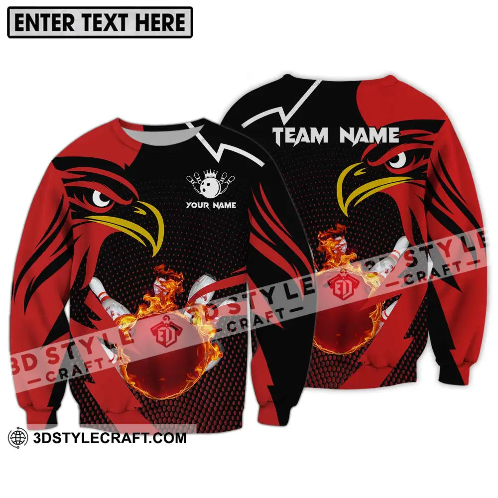 Unisex Shirt - Custom Name And Team Bowling Lover Red Eagle Long Sleeve / S T-Shirt