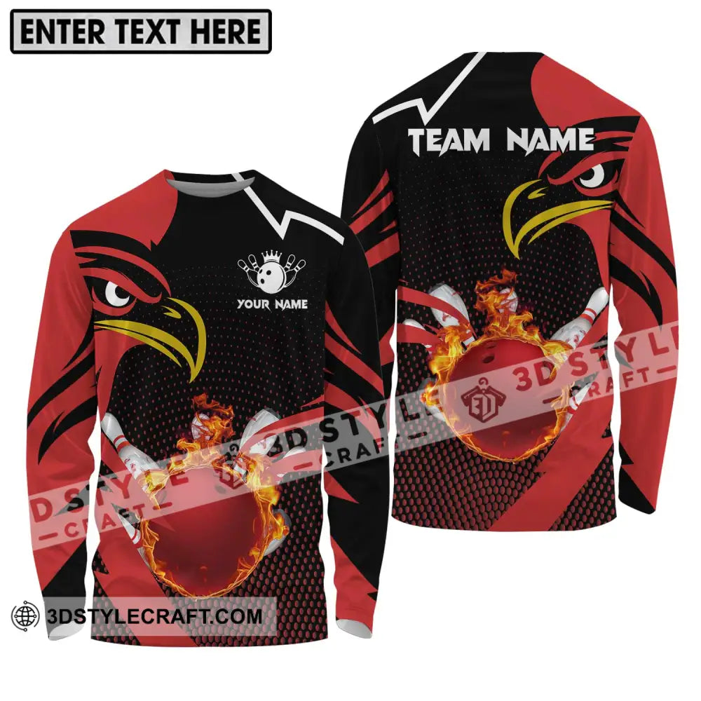 Unisex Shirt - Custom Name And Team Bowling Lover Red Eagle Long Sleeve / S T-Shirt