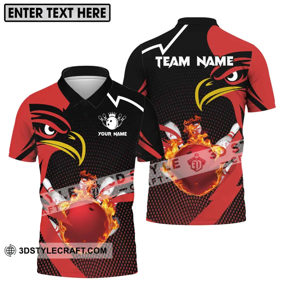 Unisex Shirt - Custom Name And Team Bowling Lover Red Eagle Polo / S T-Shirt