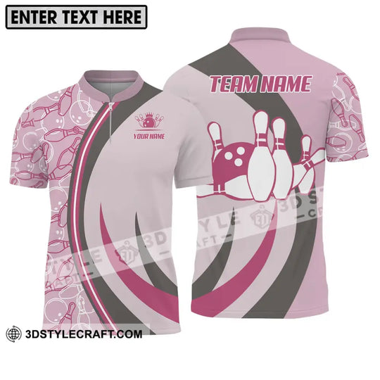 Unisex Shirt - Custom Name And Team Name Bowling Shirt, Pink Bowling style option 1