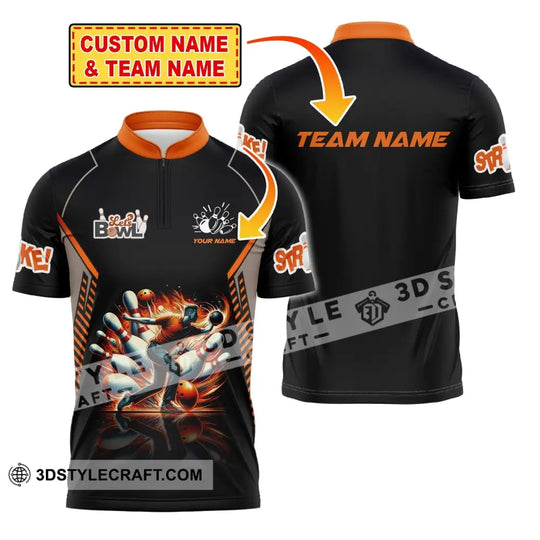 Unisex Shirt, Custom Name and Team Name Bowling Polo Shirt, Let's Bowl, Bowling T-Shirt, Bowling Hoodie Long Sleeve Shirt style option 1