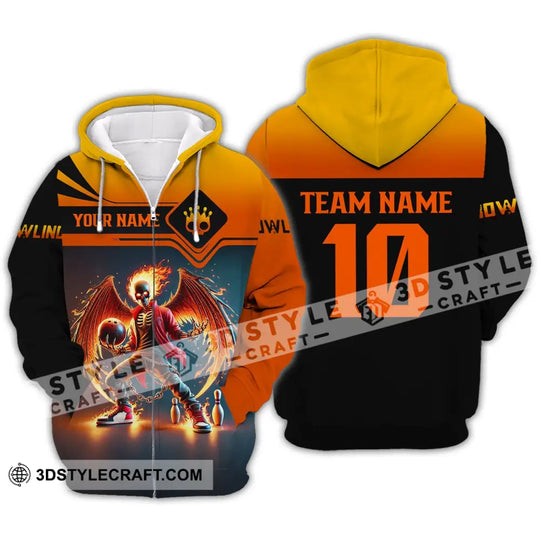 Unisex Shirt, Custom Name and Team Name Bowling Shirt, Bowling Polo Long Sleeve, Bowling Love T-Shirt style option 3