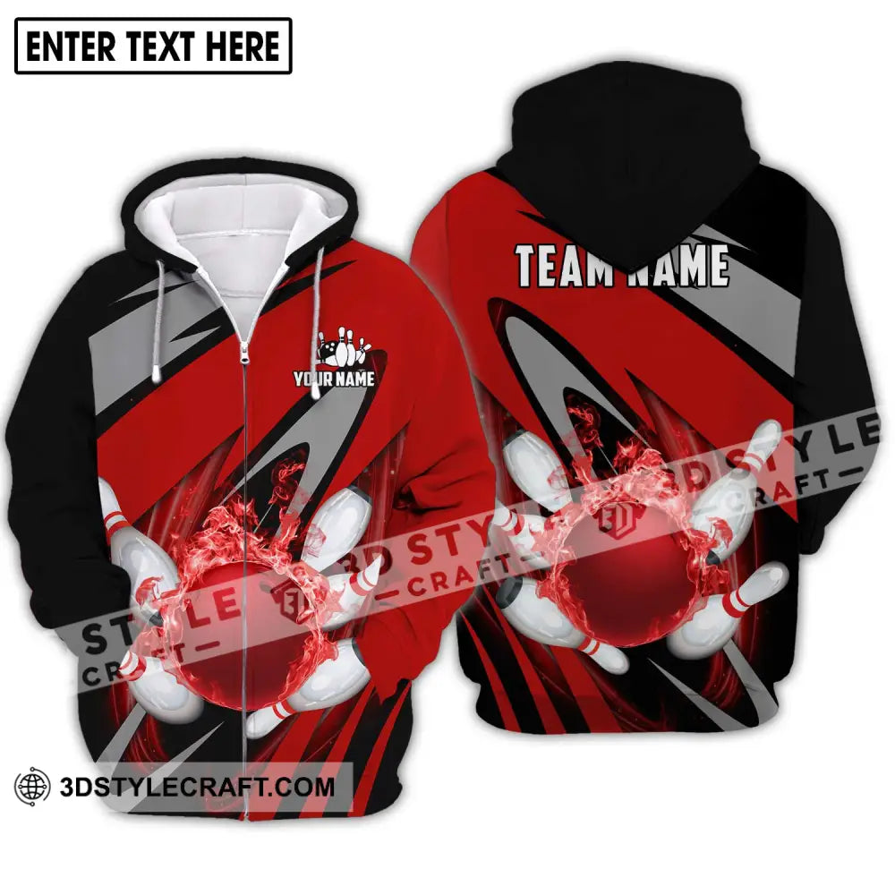 Unisex Shirt - Custom Name And Team Bowling Polo Lover Gift Player Zipper Hoodie / S T-Shirt