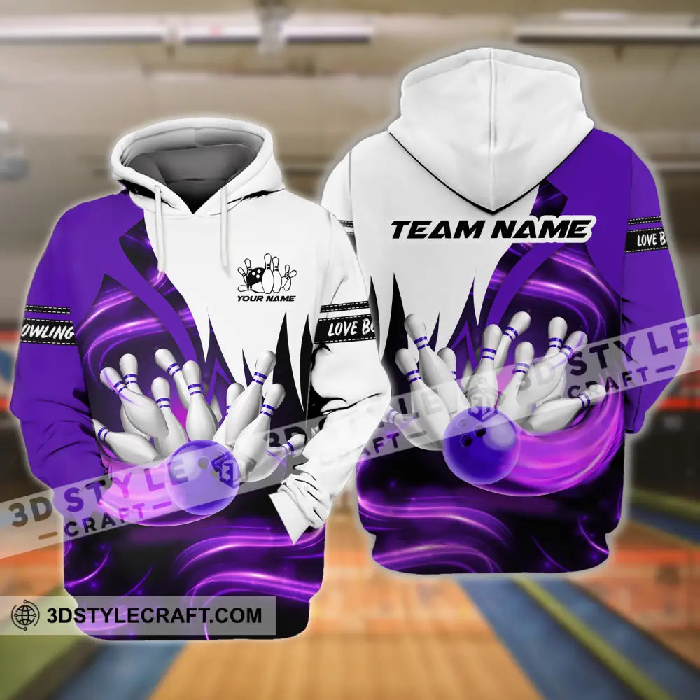 Unisex Shirt - Custom Name And Team Bowling Purple Motifs Hoodie / S T-Shirt