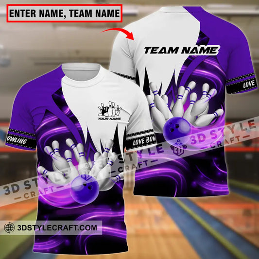 Unisex Shirt - Custom Name And Team Bowling Purple Motifs T-Shirt