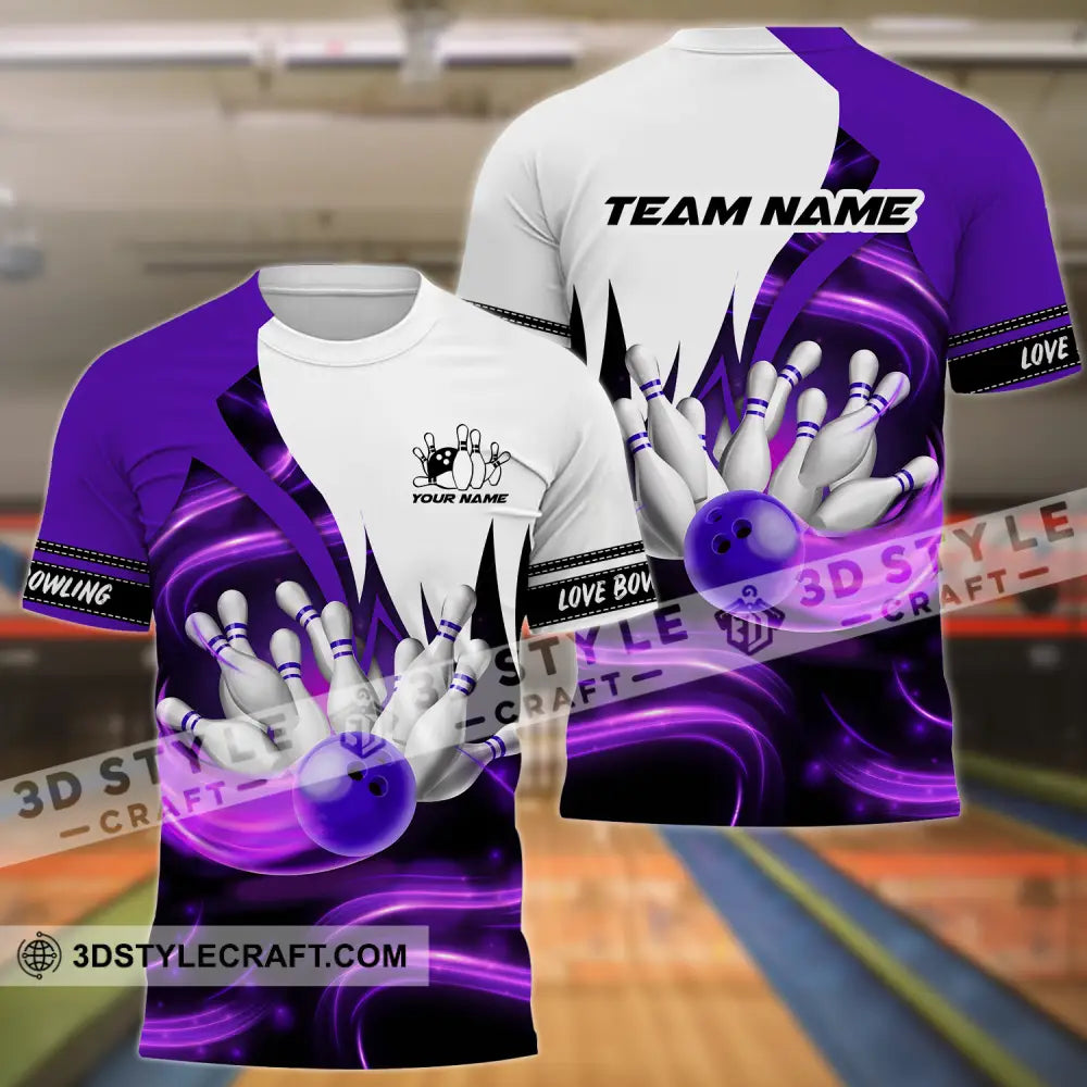 Unisex Shirt - Custom Name And Team Bowling Purple Motifs T-Shirt / S T-Shirt