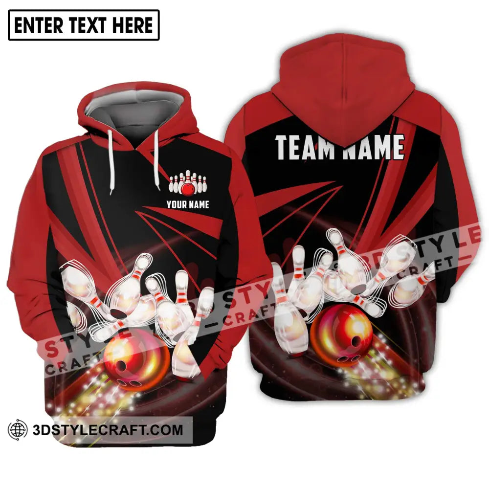 Unisex Shirt - Custom Name And Team Bowling Red Line Hoodie / S T-Shirt