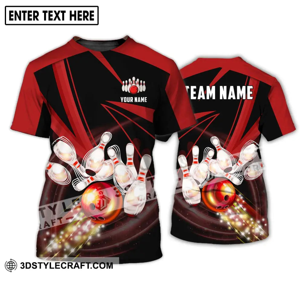 Unisex Shirt - Custom Name And Team Bowling Red Line T-Shirt / S T-Shirt