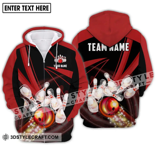 Unisex Shirt - Custom Name And Team Name Shirt, Bowling Red Line Shirt style option 2