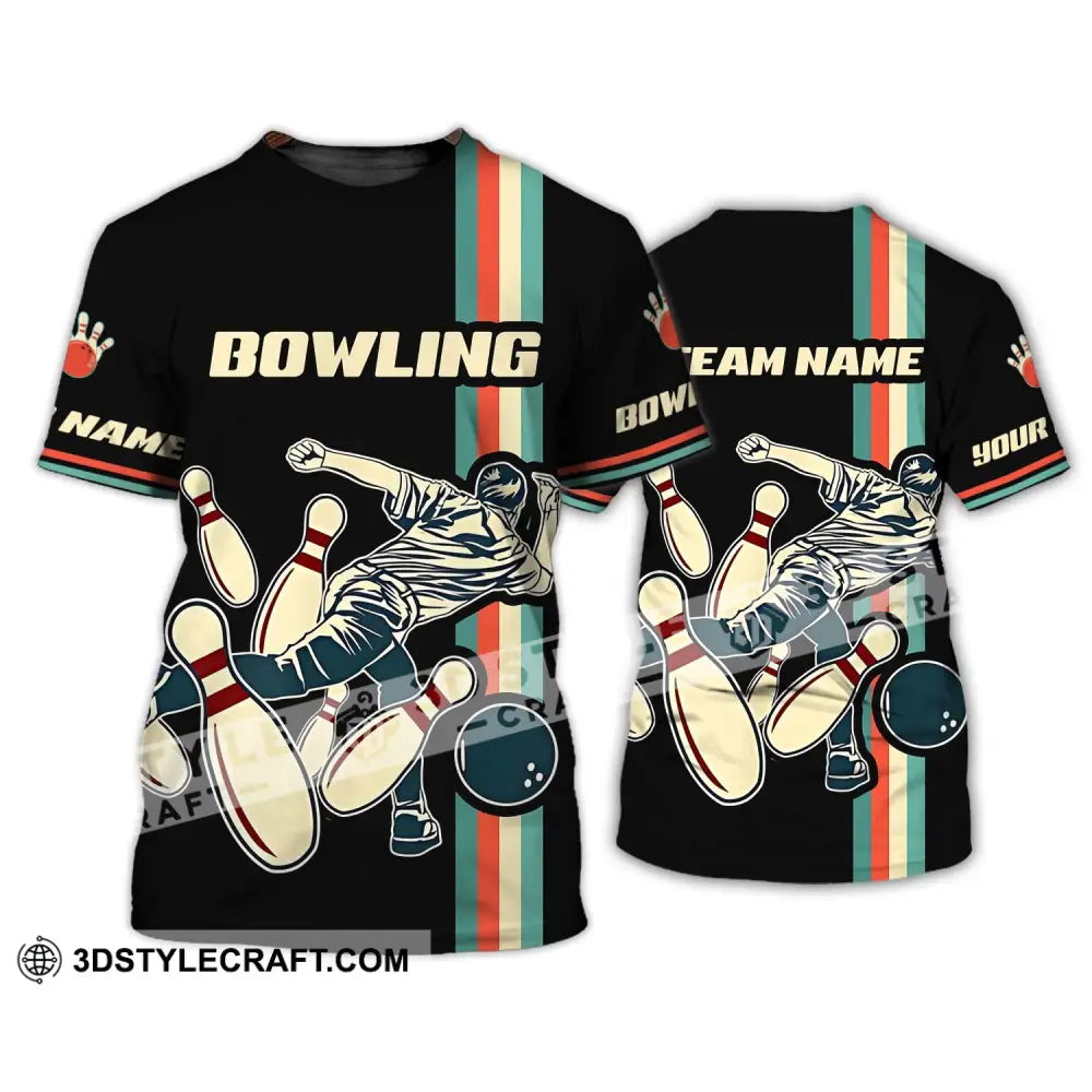 Unisex Shirt - Custom Name And Team Bowling Retro Color T-Shirt / S T-Shirt