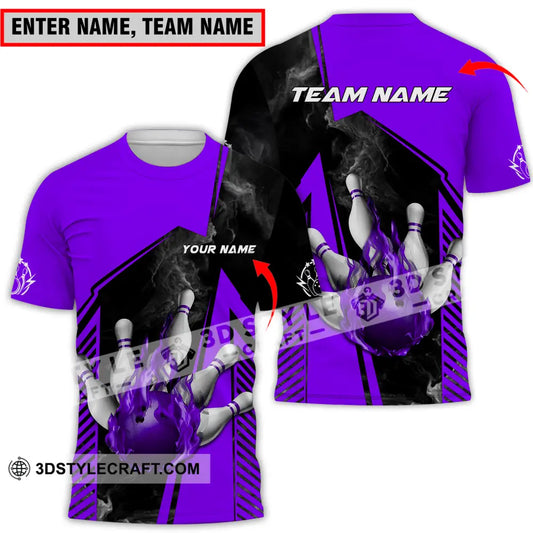 Unisex Shirt - Custom Name And Team Bowling Sport Purple Ball T-Shirt