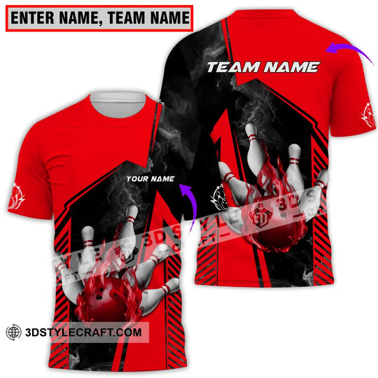 Unisex Shirt - Custom Name And Team Name Bowling Sport Shirt, Red Ball style option 1