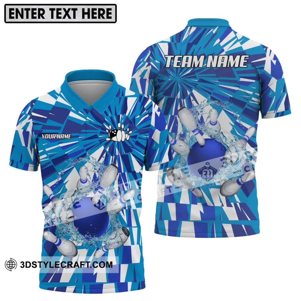 Unisex Shirt - Custom Name And Team Bowling Water Pins Polo / S T-Shirt