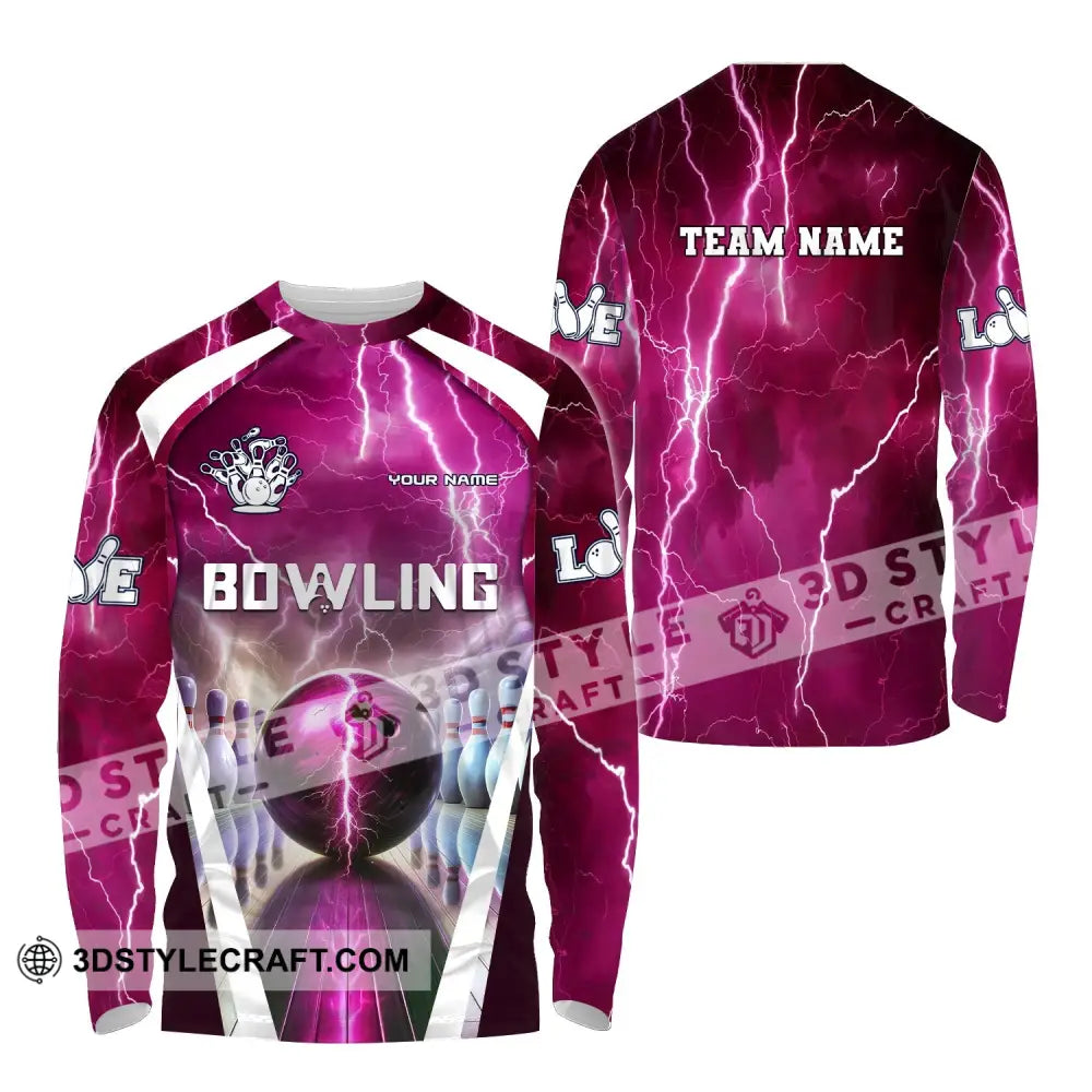 Unisex Shirt Custom Name And Team Bowling Zip Polo For Player T-Shirt Long Sleeve / S T-Shirt