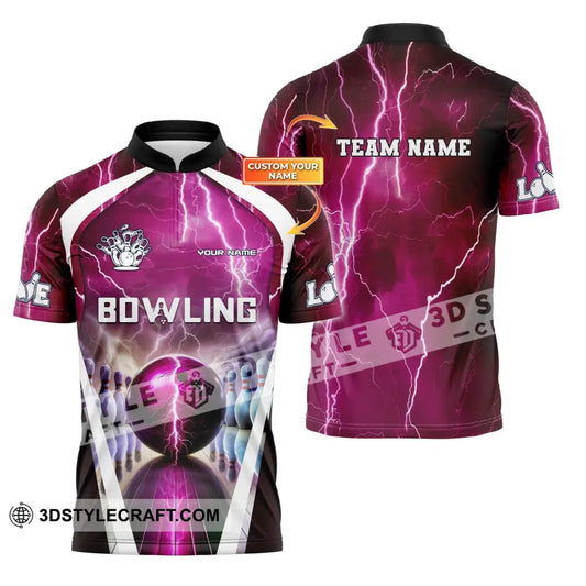 Unisex Shirt Custom Name And Team Bowling Zip Polo For Player T-Shirt Zipper / S T-Shirt