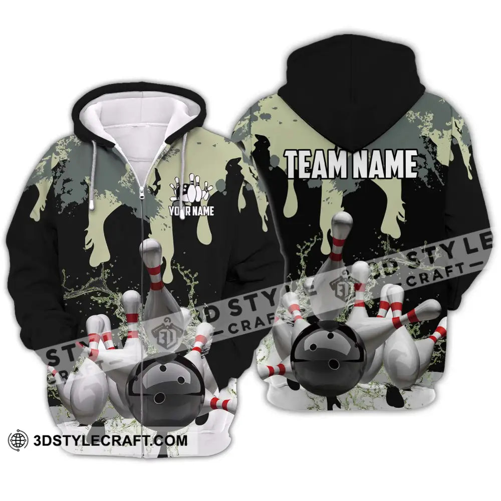 Unisex Shirt - Custom Name And Team Camouflage Color For Bowling Lover Zipper Hoodie / S T-Shirt