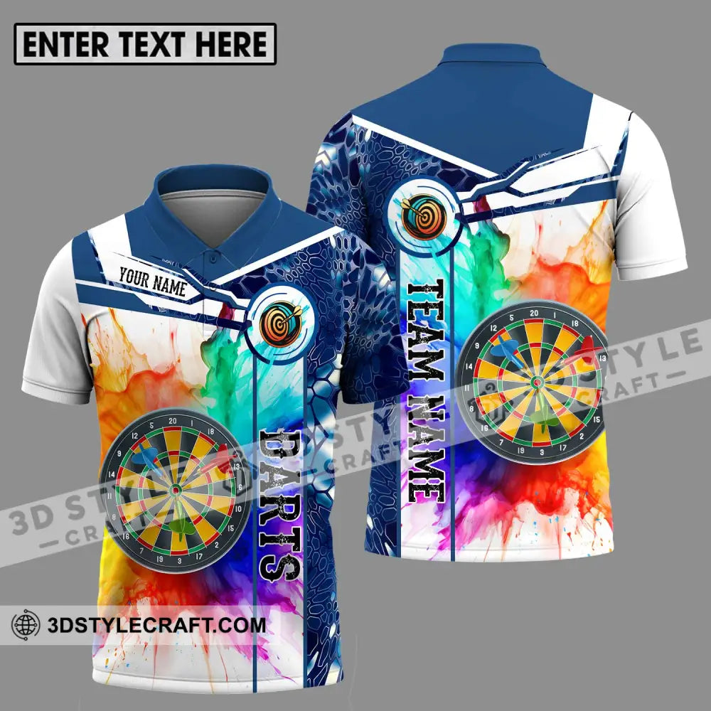 Unisex Shirt - Custom Name And Team Colorful Darts Polo / S T-Shirt