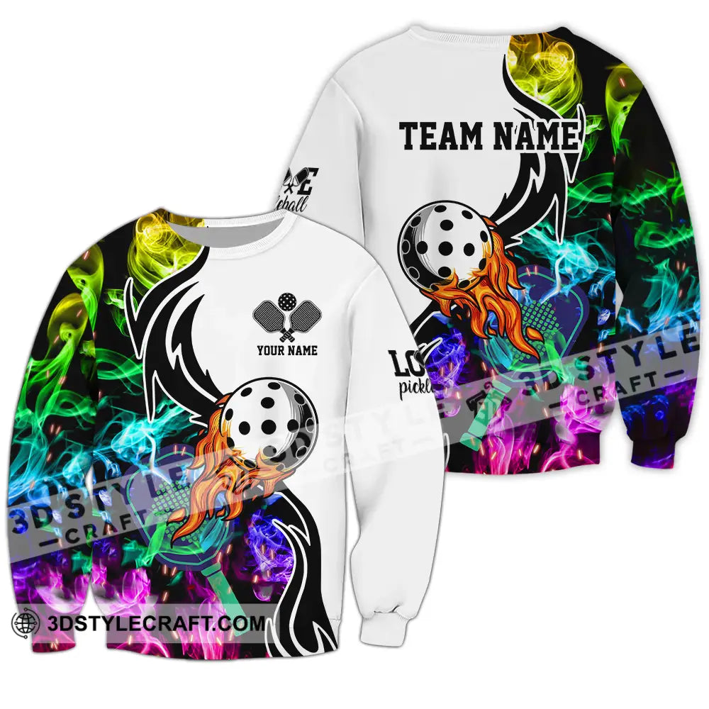 Unisex Shirt - Custom Name And Team Colorful Smoke Pickleball Long Sleeve / S T-Shirt