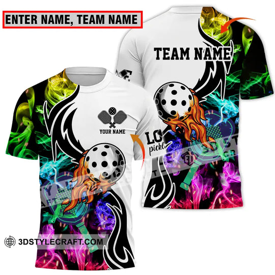 Unisex Shirt - Custom Name And Team Name Shirt, Colorful Smoke Pickleball style option 1
