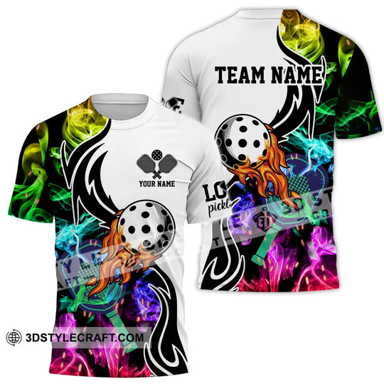 Unisex Shirt - Custom Name And Team Name Shirt, Colorful Smoke Pickleball style option 2