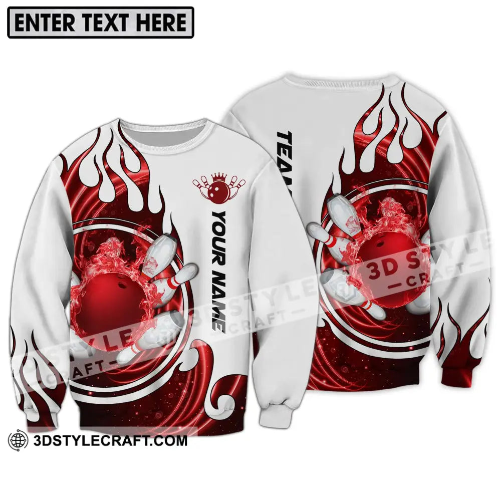 Unisex Shirt - Custom Name And Team Crown Red Bowling Ball Long Sleeve / S T-Shirt