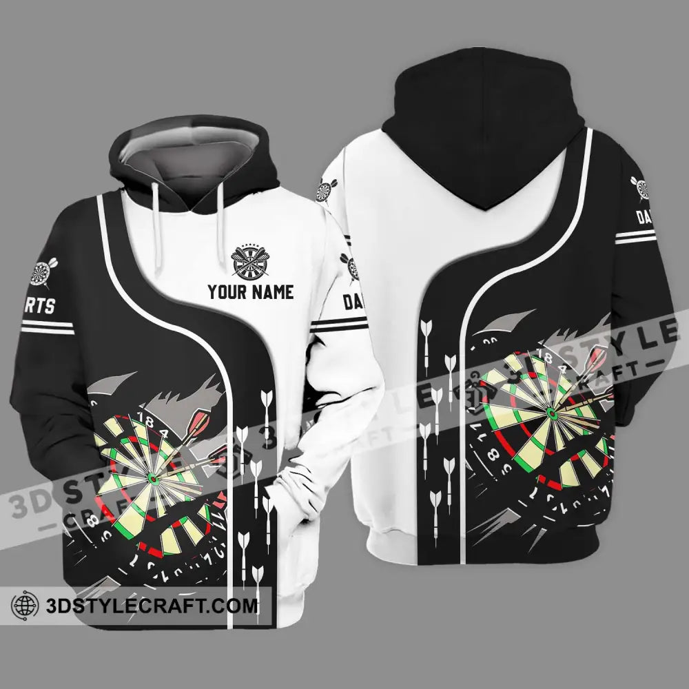 Unisex Shirt - Custom Name And Team Darts Black White Hoodie / S T-Shirt