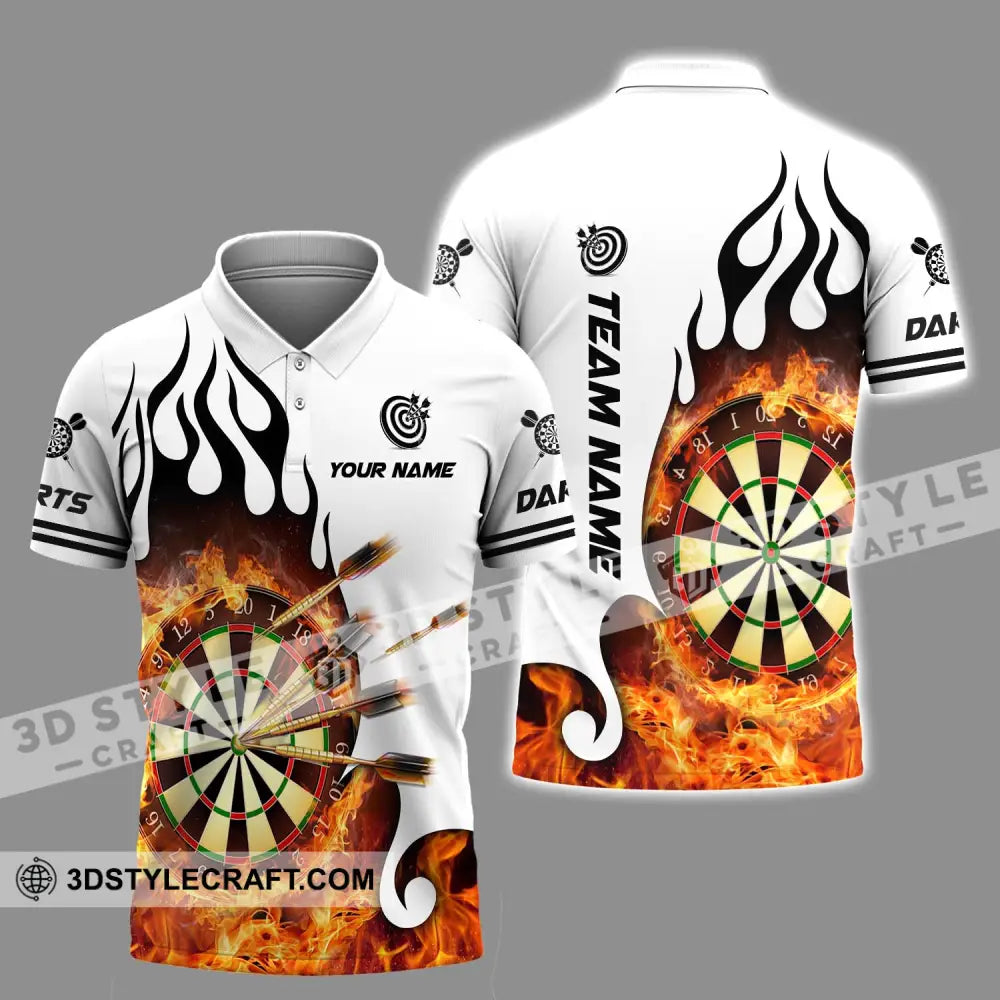 Unisex Shirt - Custom Name And Team Darts Fire Dartboard Polo / S T-Shirt