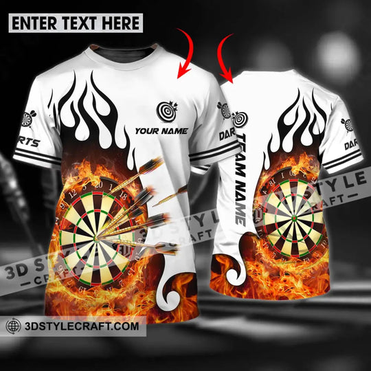 Unisex Shirt - Custom Name And Team Name Darts Shirt, Fire Dartboard style option 1