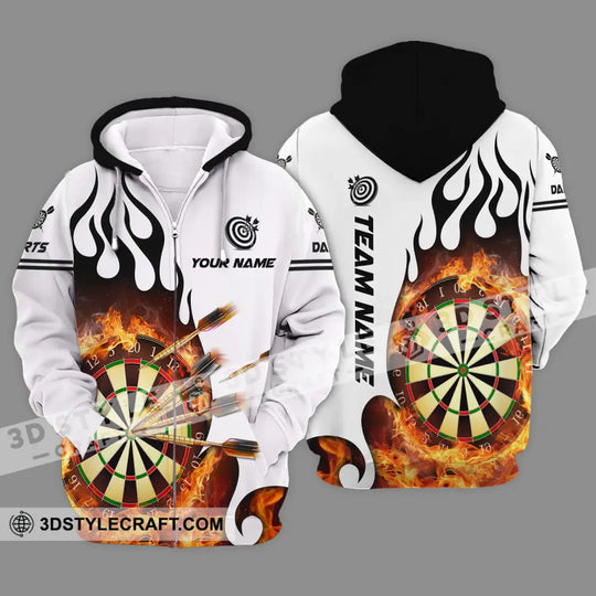 Unisex Shirt - Custom Name And Team Name Darts Shirt, Fire Dartboard style option 2
