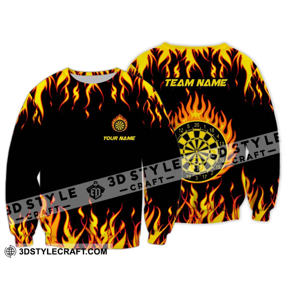 Unisex Shirt - Custom Name And Team Darts Fire Long Sleeve / S T-Shirt