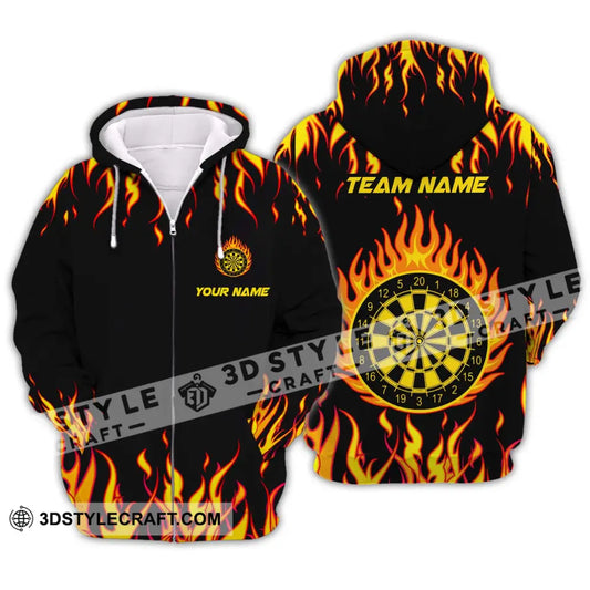 Unisex Shirt - Custom Name And Team Darts Fire Zipper Hoodie / S T-Shirt