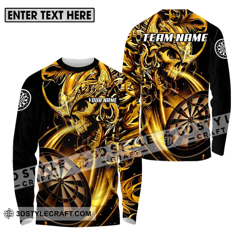 Unisex Shirt - Custom Name And Team Darts Gold Long Sleeve / S T-Shirt