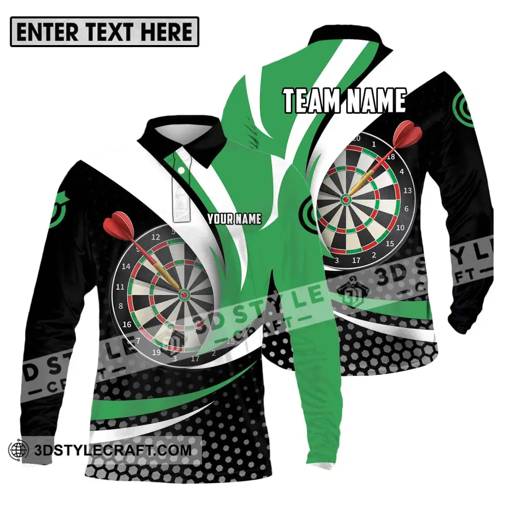 Unisex Shirt - Custom Name And Team Darts Lover Long Sleeve Polo / S T-Shirt