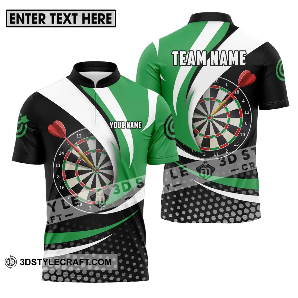 Unisex Shirt - Custom Name And Team Darts Lover Zipper Polo / S T-Shirt