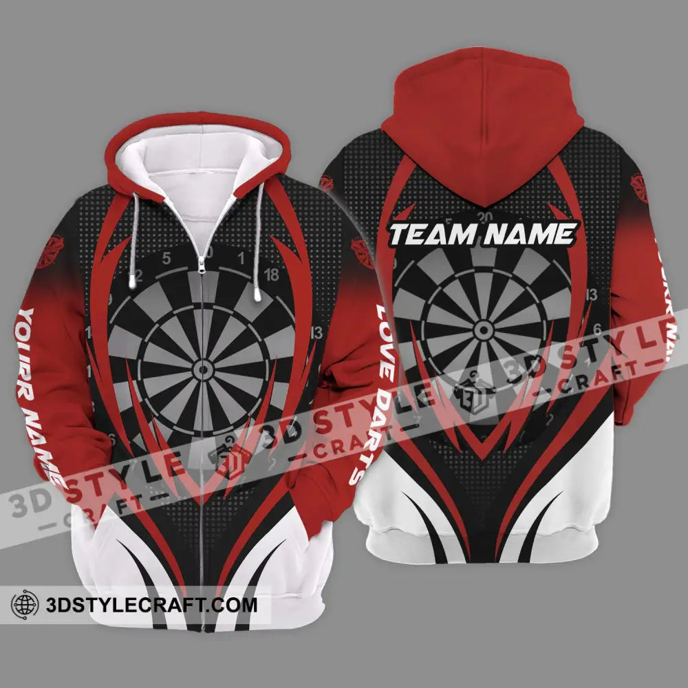 Unisex Shirt - Custom Name And Team Darts Sport Style Zipper Hoodie / S T-Shirt