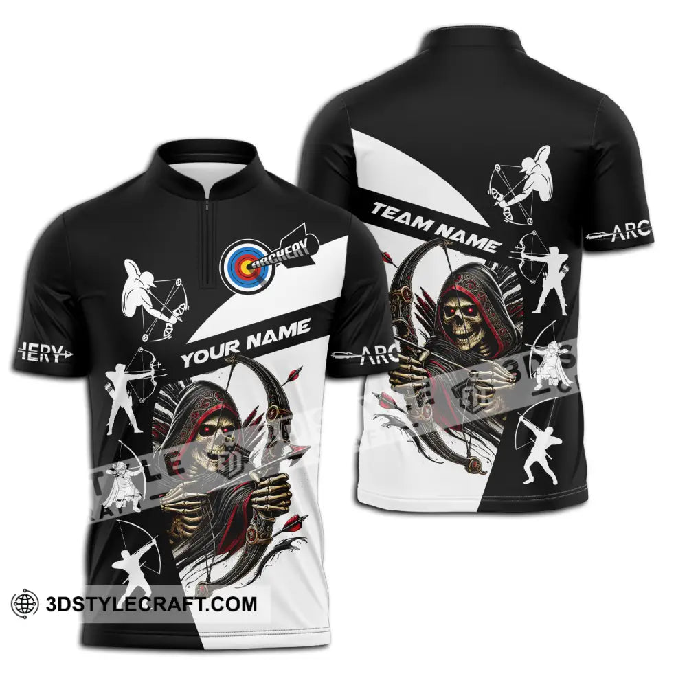 Unisex Shirt - Custom Name And Team Death Archery Zipper Polo / S T-Shirt