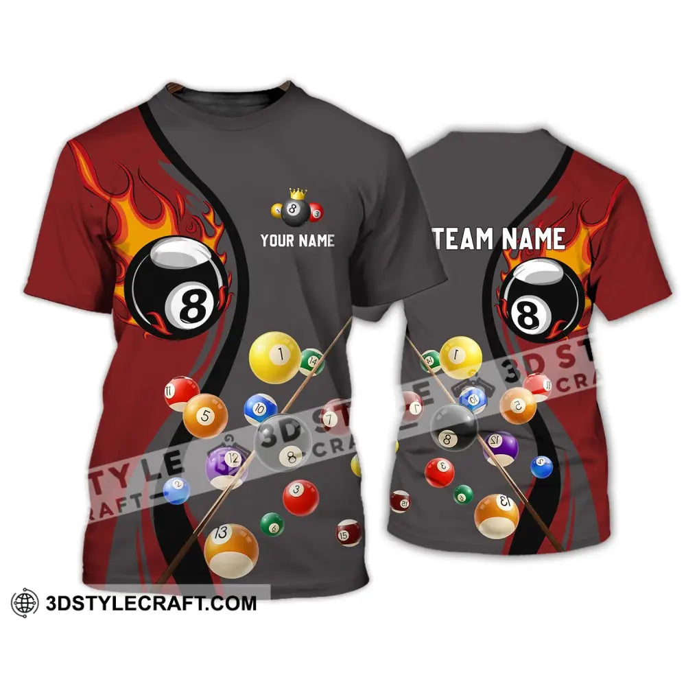 Unisex Shirt - Custom Name And Team Fire Billiard Ball For Lover T-Shirt / S T-Shirt