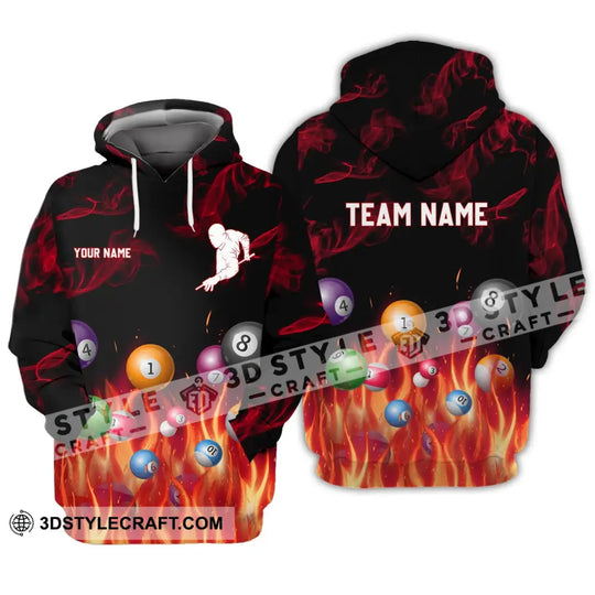 Unisex Shirt - Custom Name And Team Name Shirt - Fire Billiard Ball style option 3