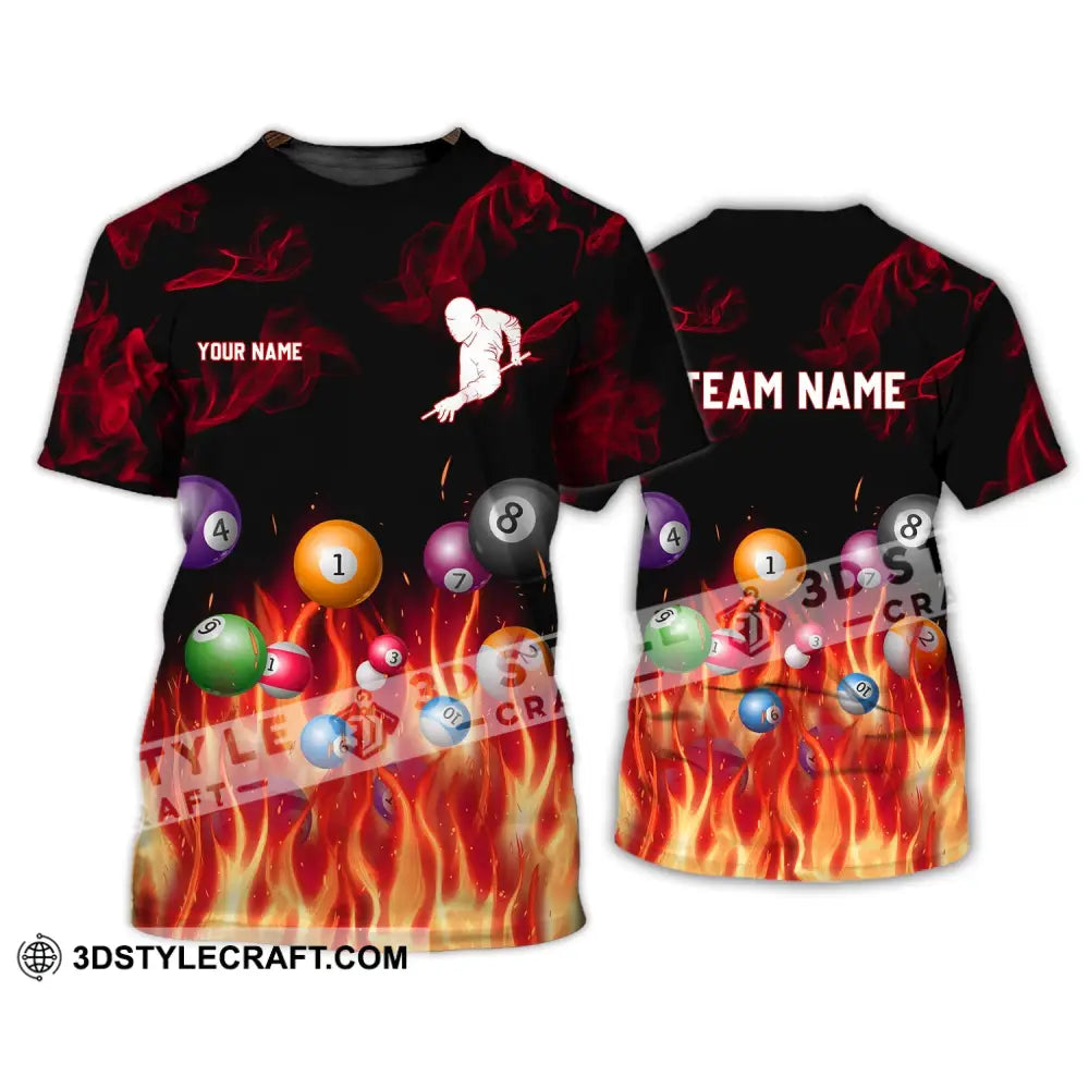 Unisex Shirt - Custom Name And Team Fire Billiard Ball T-Shirt / S T-Shirt