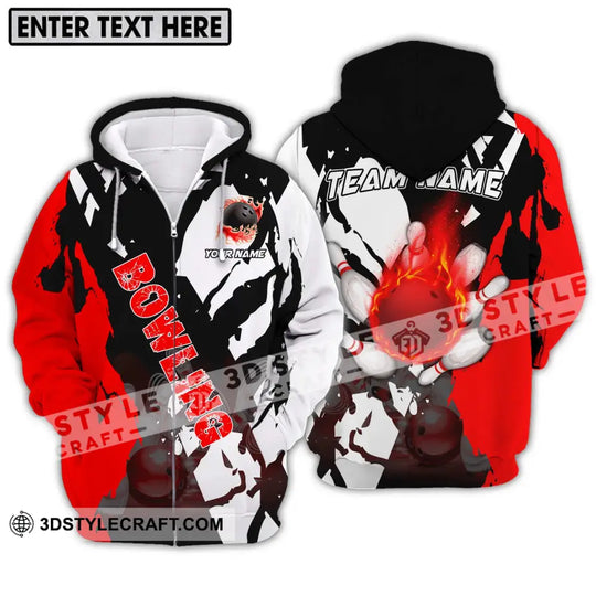 Unisex Shirt - Custom Name And Team Name Shirt, Fire Bowling Ball Player Shirt style option 2