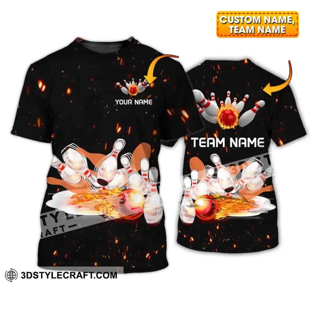 Unisex Shirt - Custom Name And Team Fire Light Bowling Balls T-Shirt