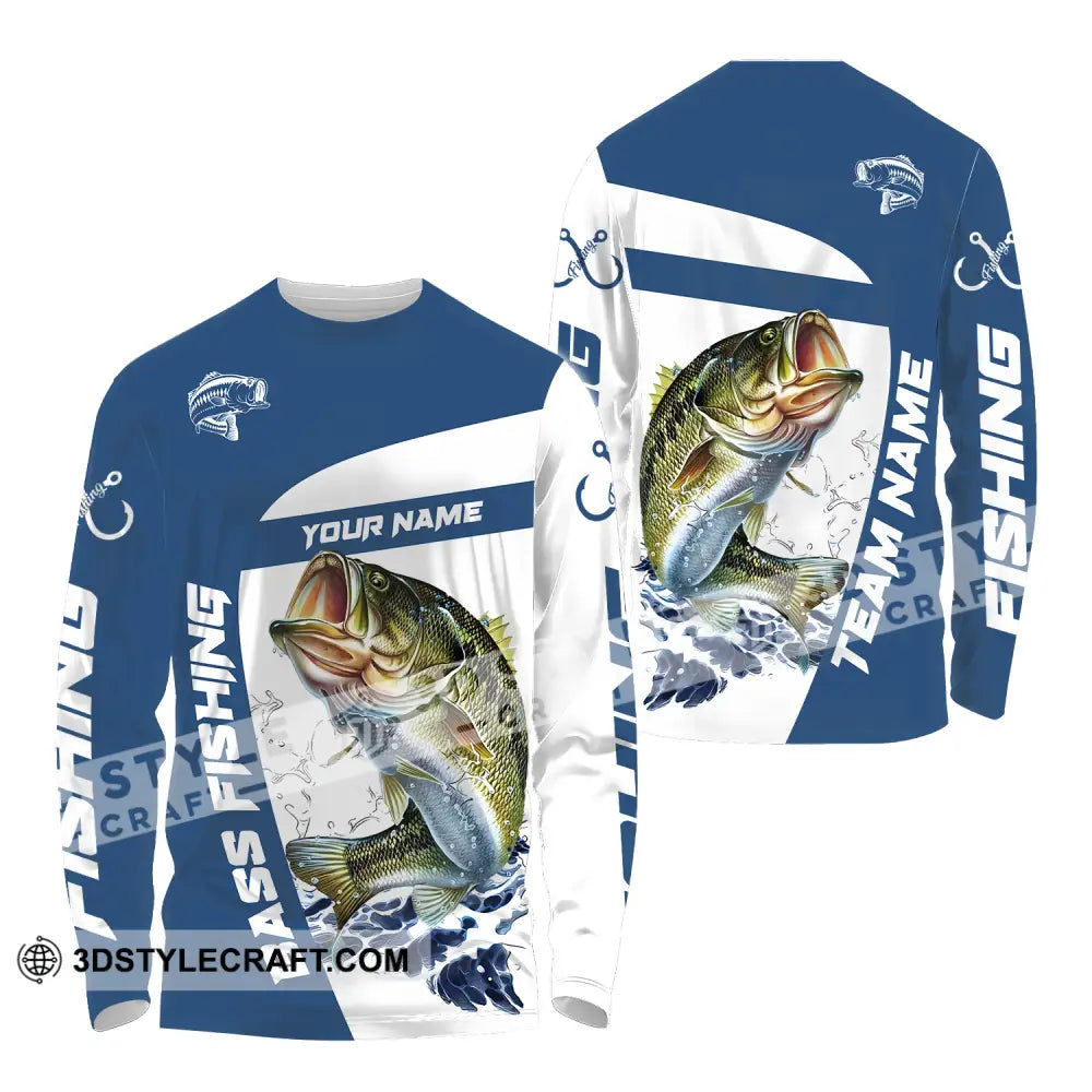 Unisex Shirt - Custom Name And Team Fishing Bass Long Sleeve / S T-Shirt