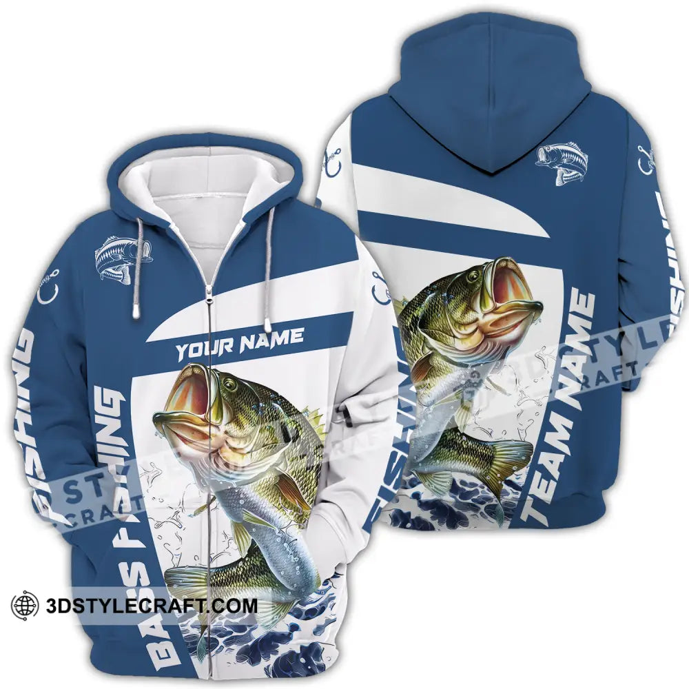 Unisex Shirt - Custom Name And Team Fishing Bass Zipper Hoodie / S T-Shirt