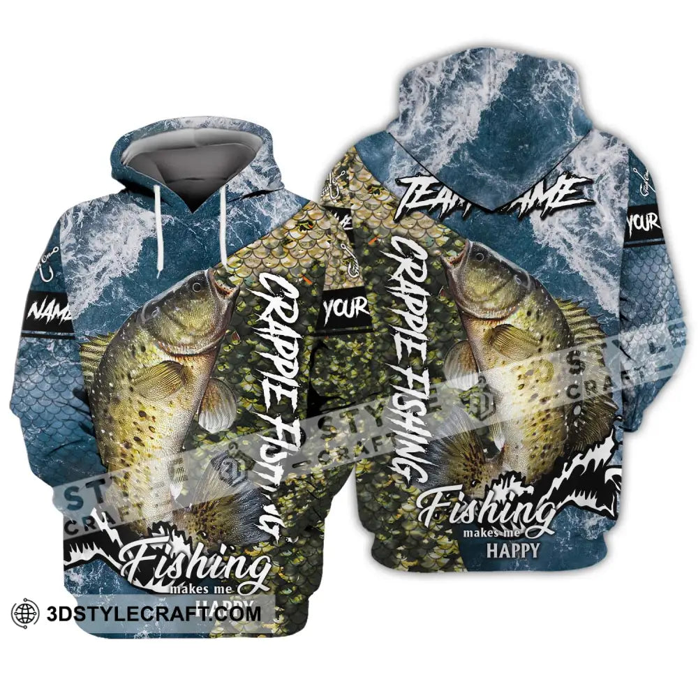 Unisex Shirt - Custom Name And Team Fishing Makes Me Happy Hoodie / S T-Shirt