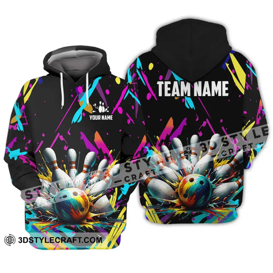 Unisex Shirt - Custom Name And Team Name Shirt, Full Of Colorful Bowling Shirt style option 3