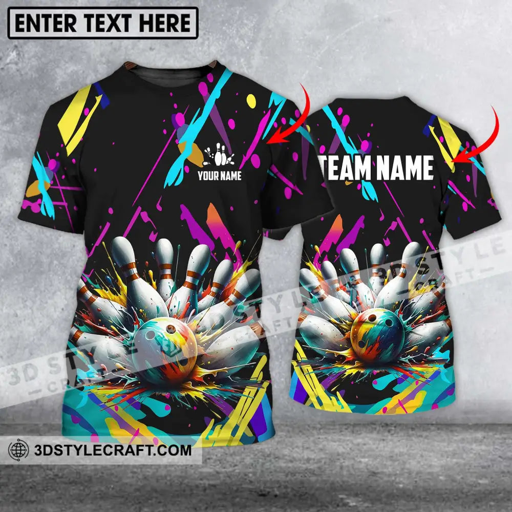 Unisex Shirt - Custom Name And Team Full Of Colorful Bowling T-Shirt